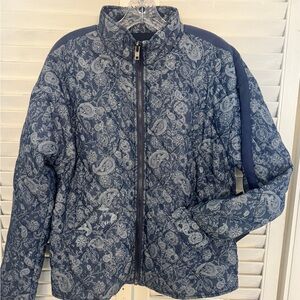 Bagatelle Collection Quilted Paisley Jacket NWT | Navy Blue Zip Front